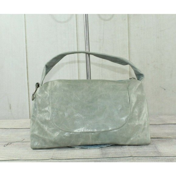 Gianni Chiarini Handbags - Gianni Chiarini Gray Distressed Leather Top Zip Hand Bag Italian Made